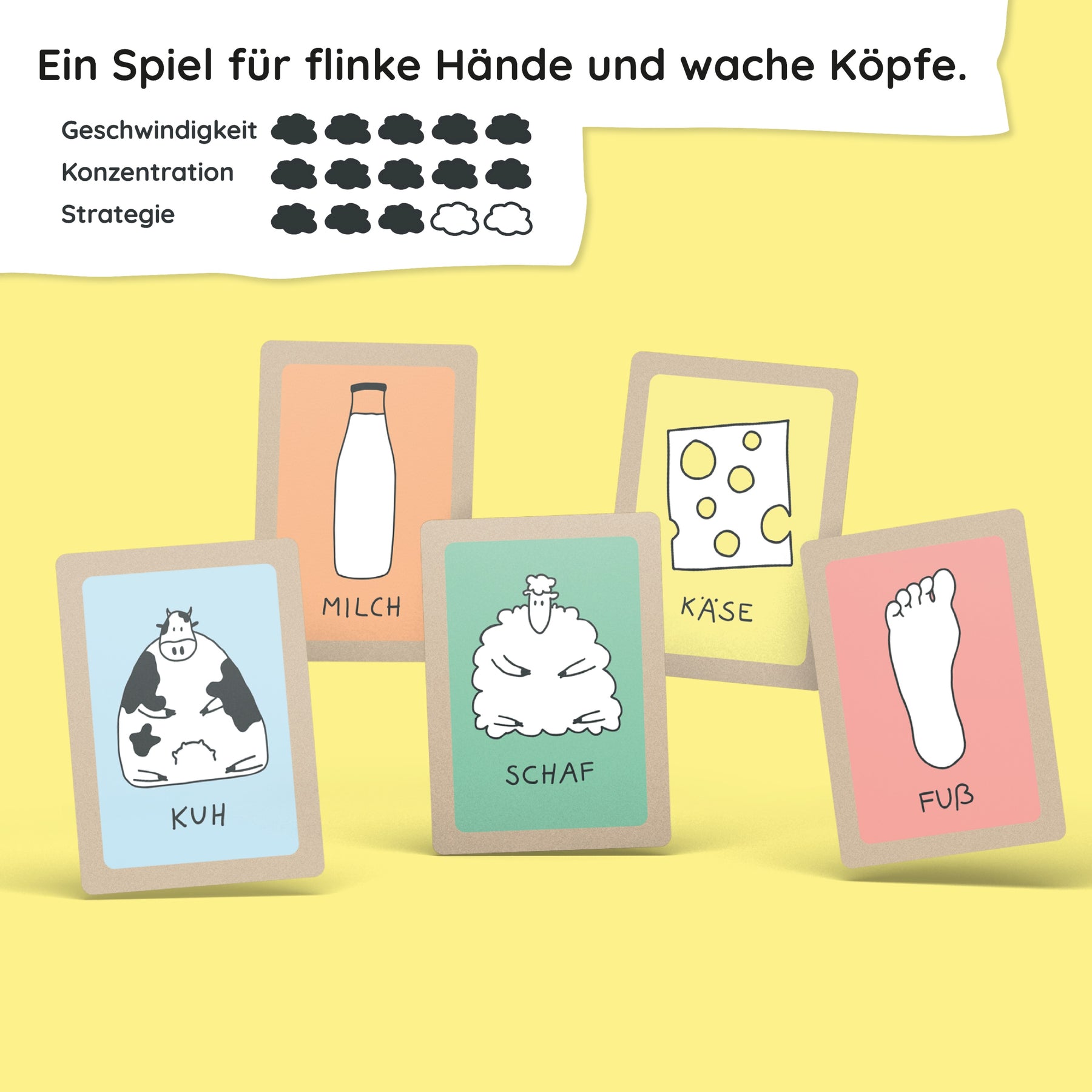 Kuhmilchschafkäsefuß - Konzentrationsspiel - flottes Spiel für flinke Hände