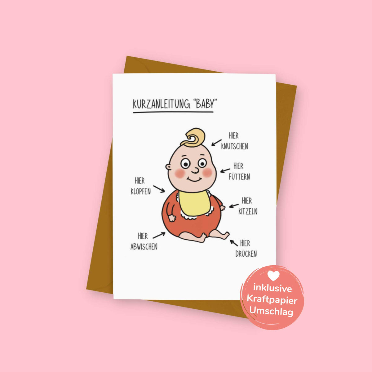Postkarte - "KURZANLEITUNG BABY" - Pihu
