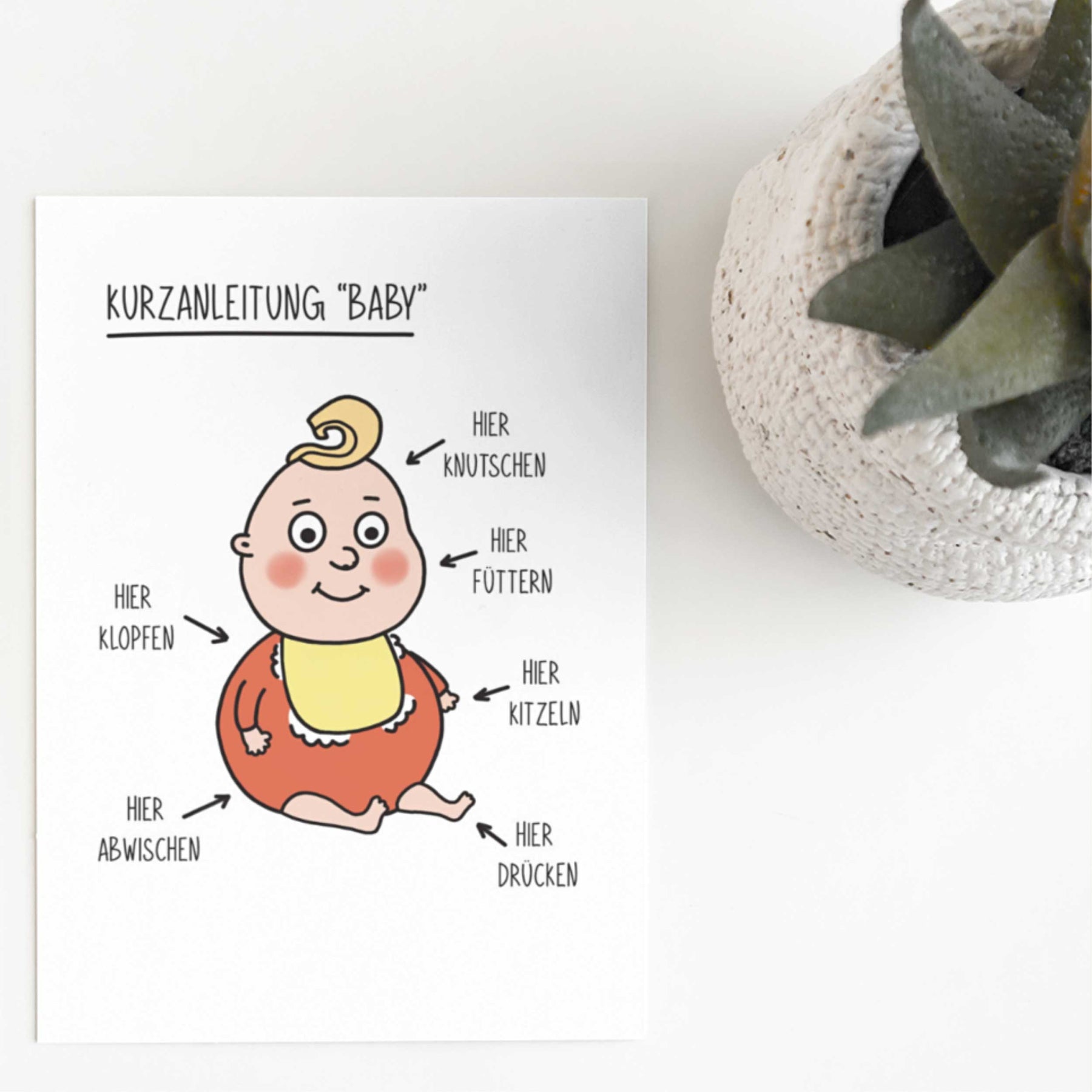 Postkarte - "KURZANLEITUNG BABY" - Pihu