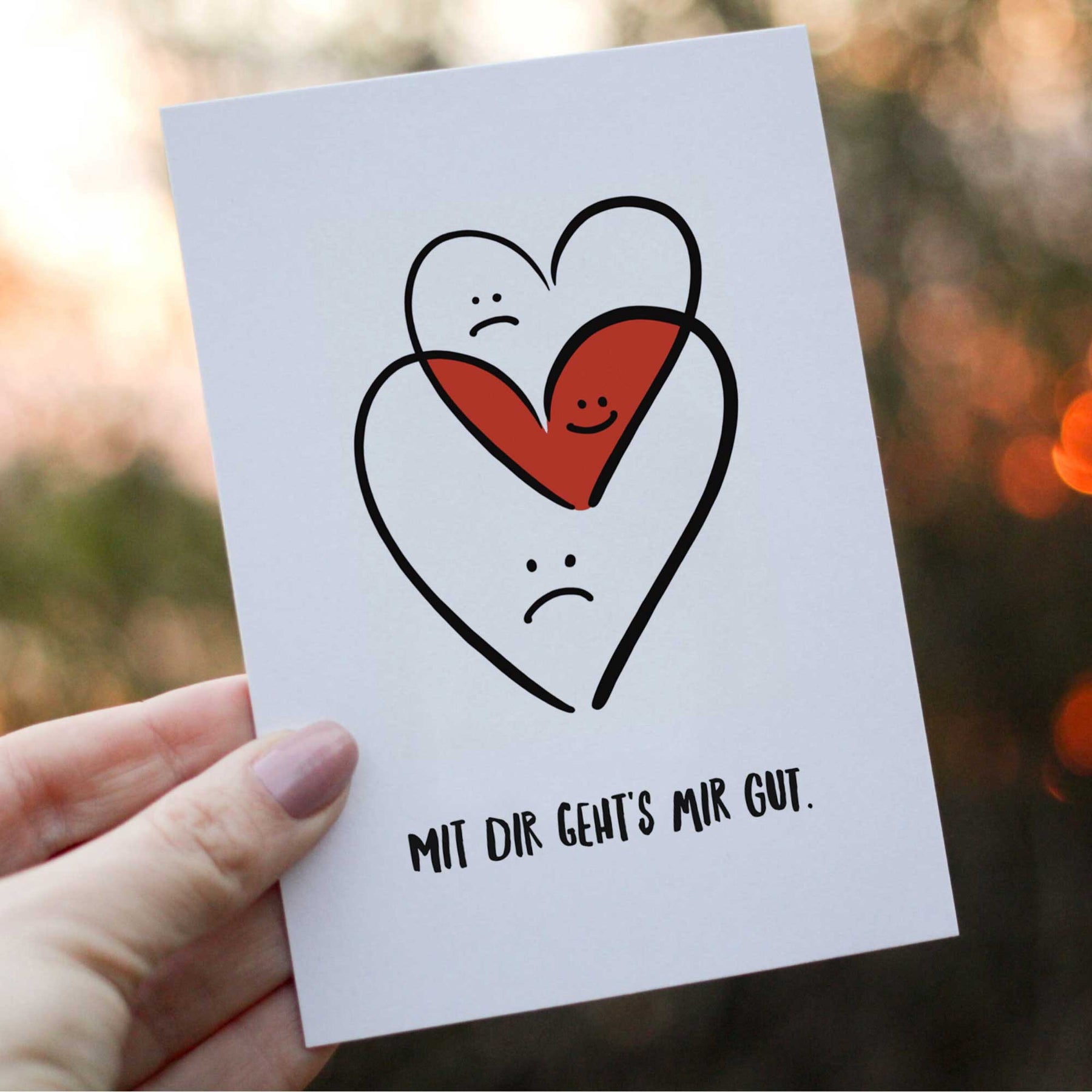 Postkarte - "MIT DIR GEHTS MIR GUT" - Pihu