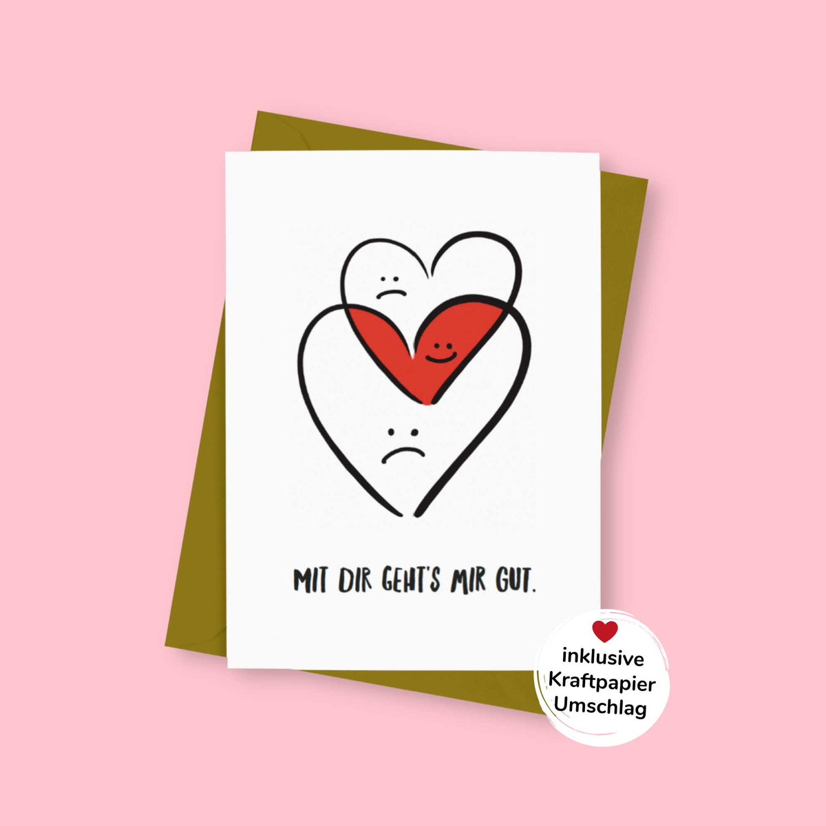Postkarte - "MIT DIR GEHTS MIR GUT" - Pihu