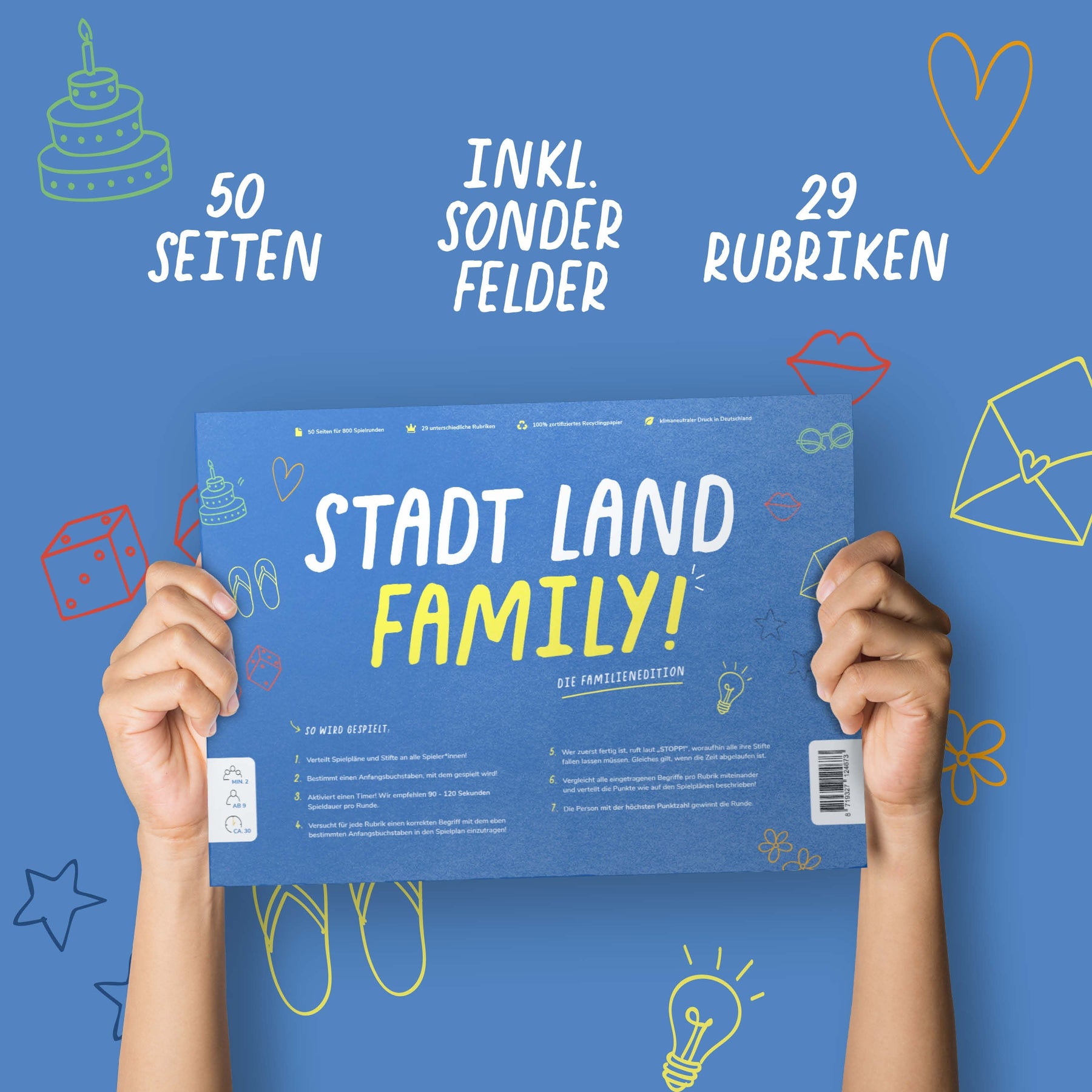 Stadt Land Family - Spieleblock - Lernspiel für Familien ab 9 Jahren - Pihu