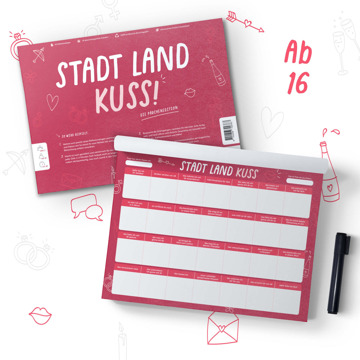 Stadt Land Kuss - 3ER PACK - Reflexion und Kommunikation für Partner - Pihu