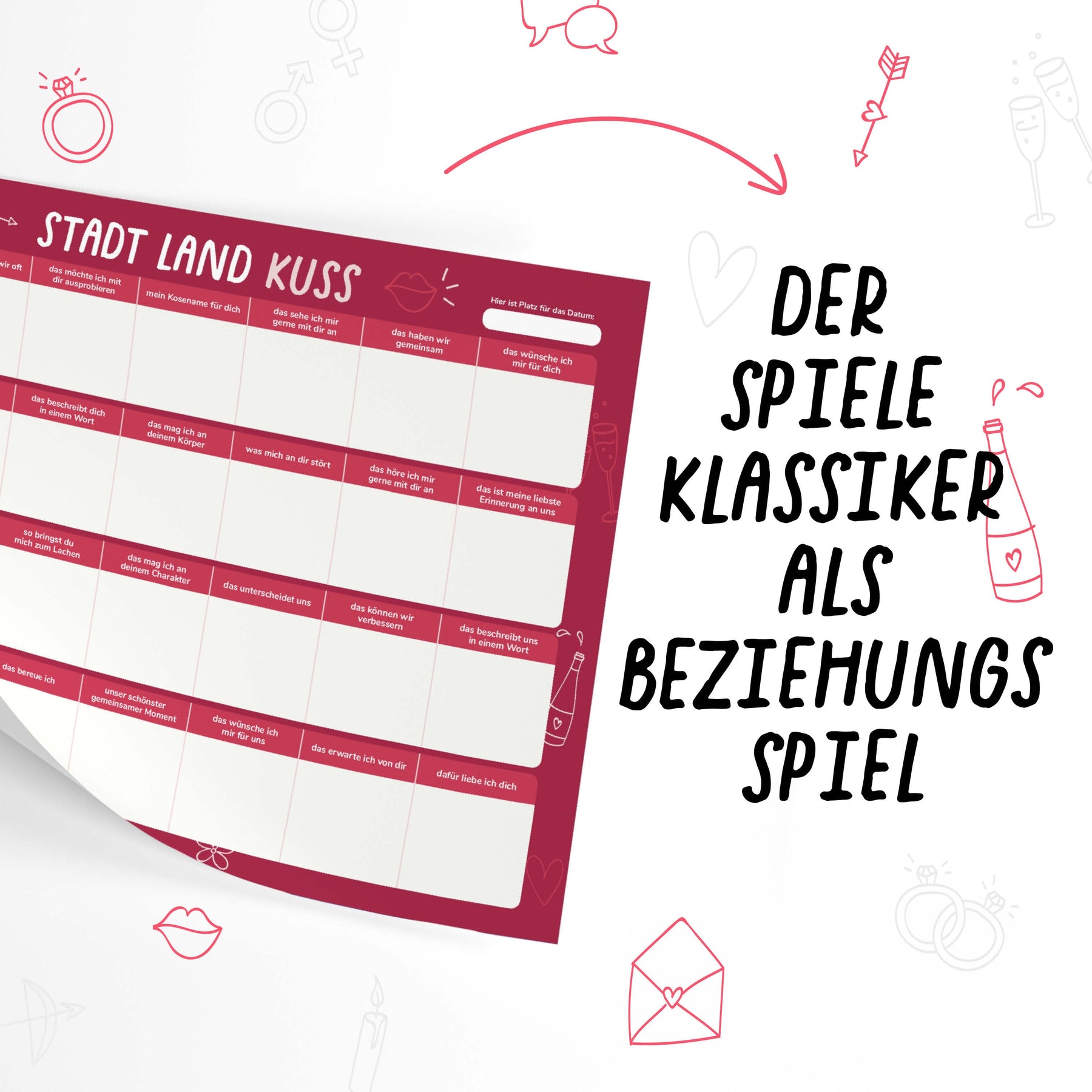 Stadt Land Kuss - 3ER PACK - Reflexion und Kommunikation für Partner - Pihu
