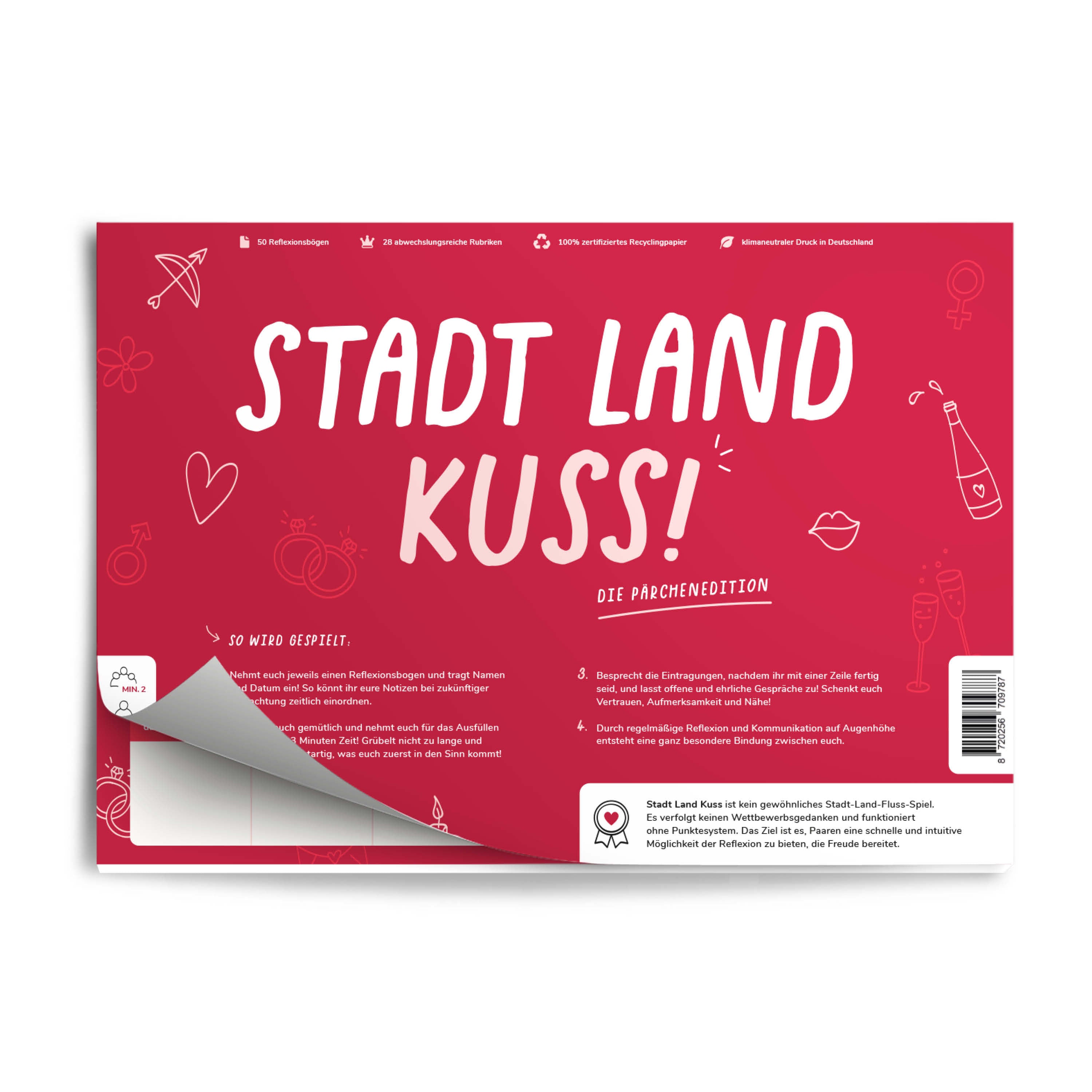 Stadt Land Kuss - Spieleblock für Paare - Spiel für mehr Austausch