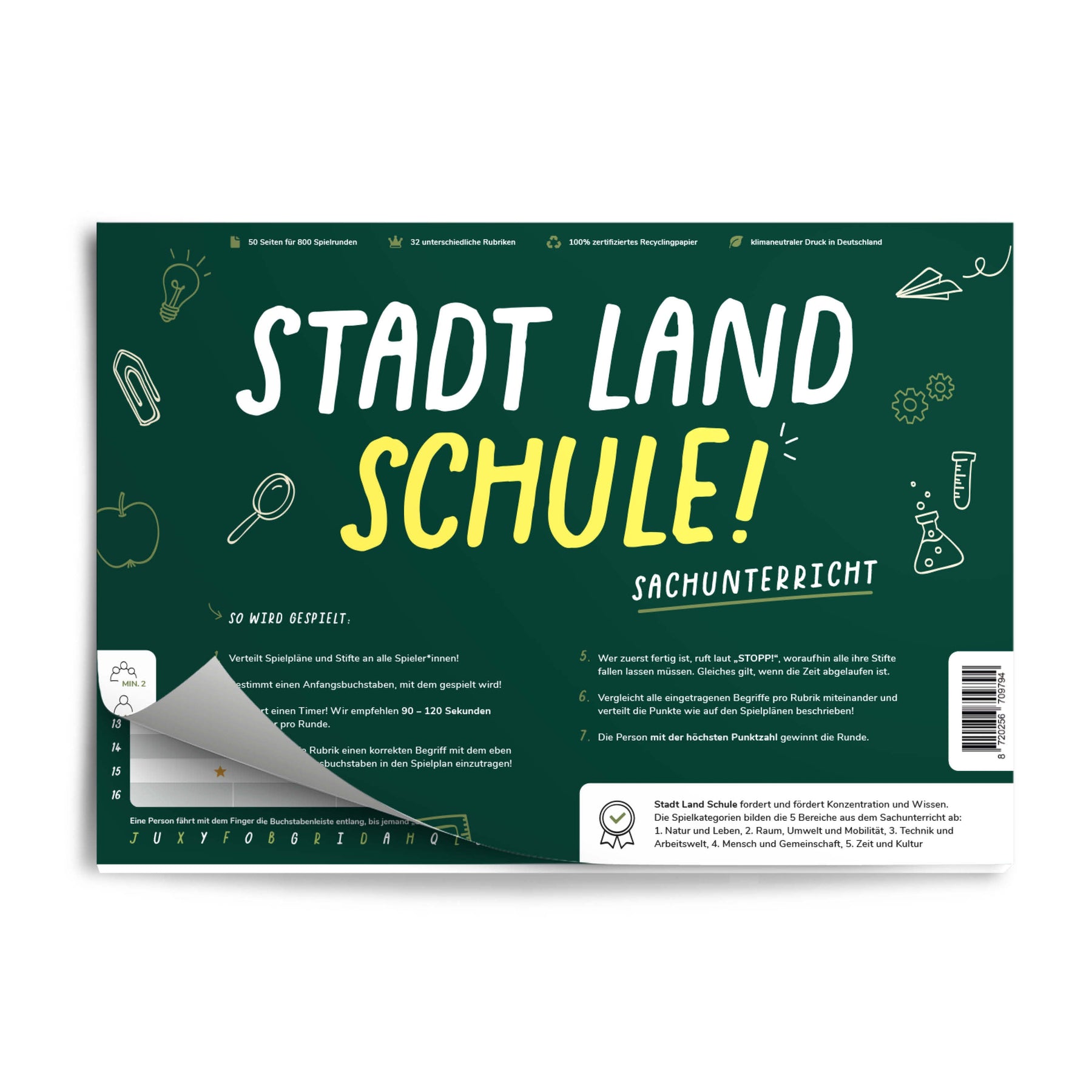 Stadt Land Schule (Sachunterricht) - 3ER PACK - Lernspiel für Familien ab 9 Jahren - Pihu