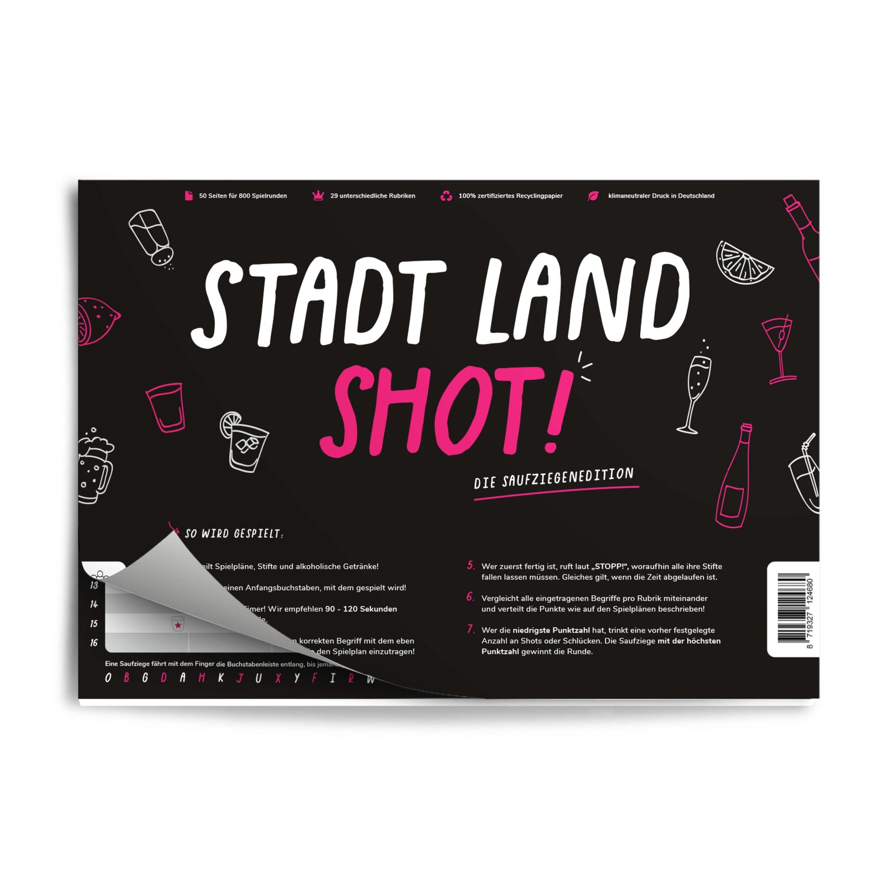 Stadt Land Shot - 3ER PACK - Stadt Land Fluss als Trinkspiel ab 16 - Pihu