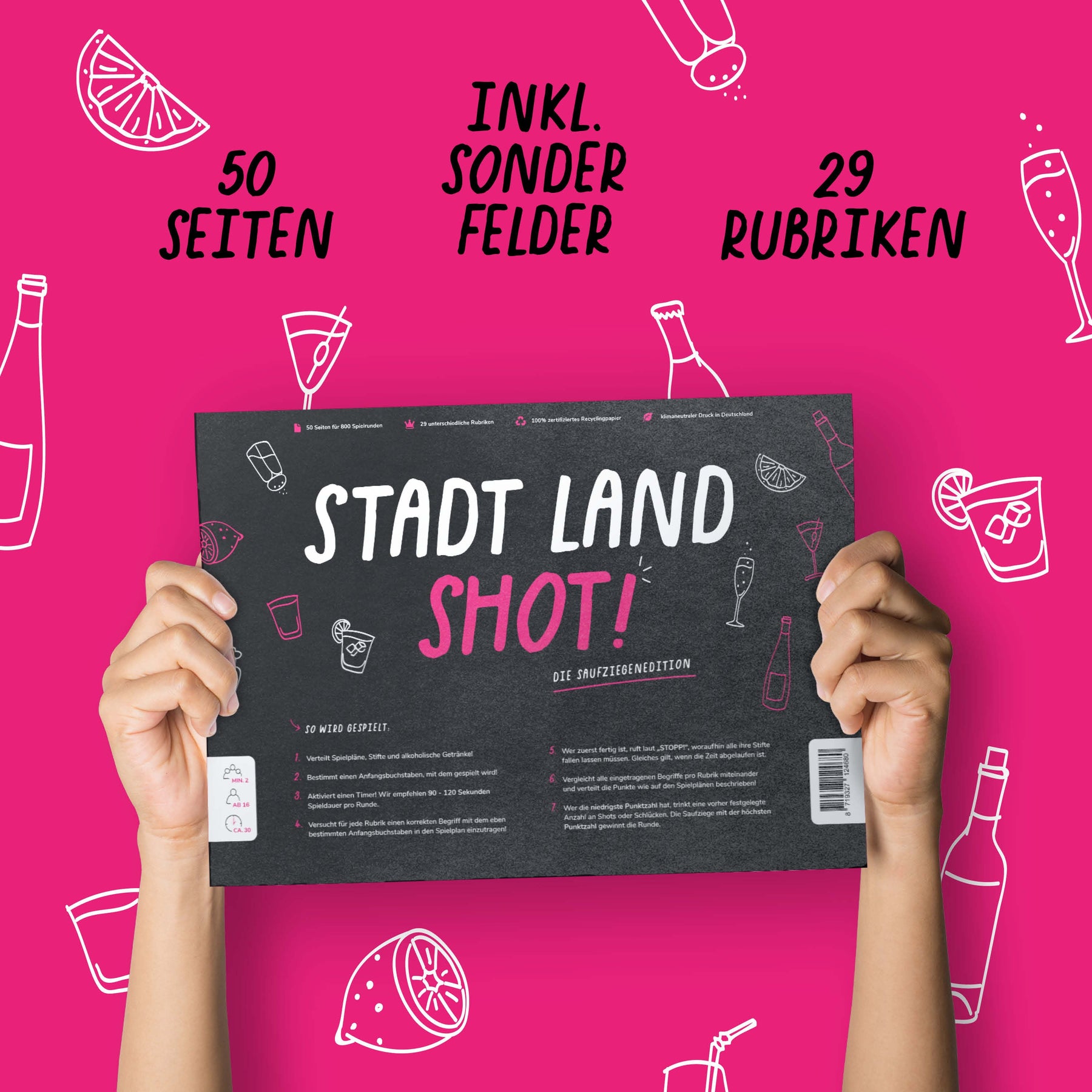 Stadt Land Shot - Spieleblock - Stadt Land Fluss als Trinkspiel ab 16 - Pihu