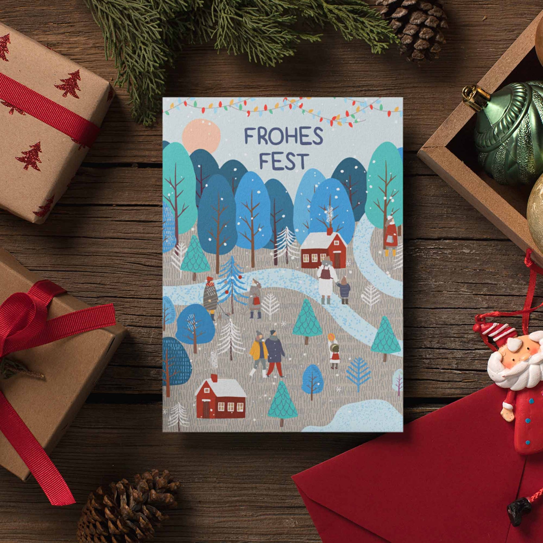 Weihnachtskarte "FROHES FEST" - Pihu