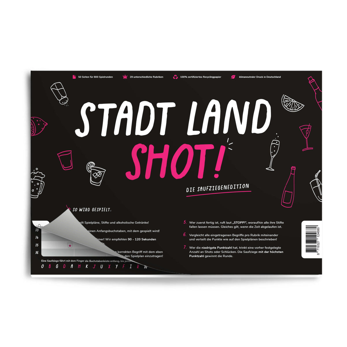 Doppelpack - Stadt Land Shot + Stand Land Family - 2 Spieleblöcke - Pihu