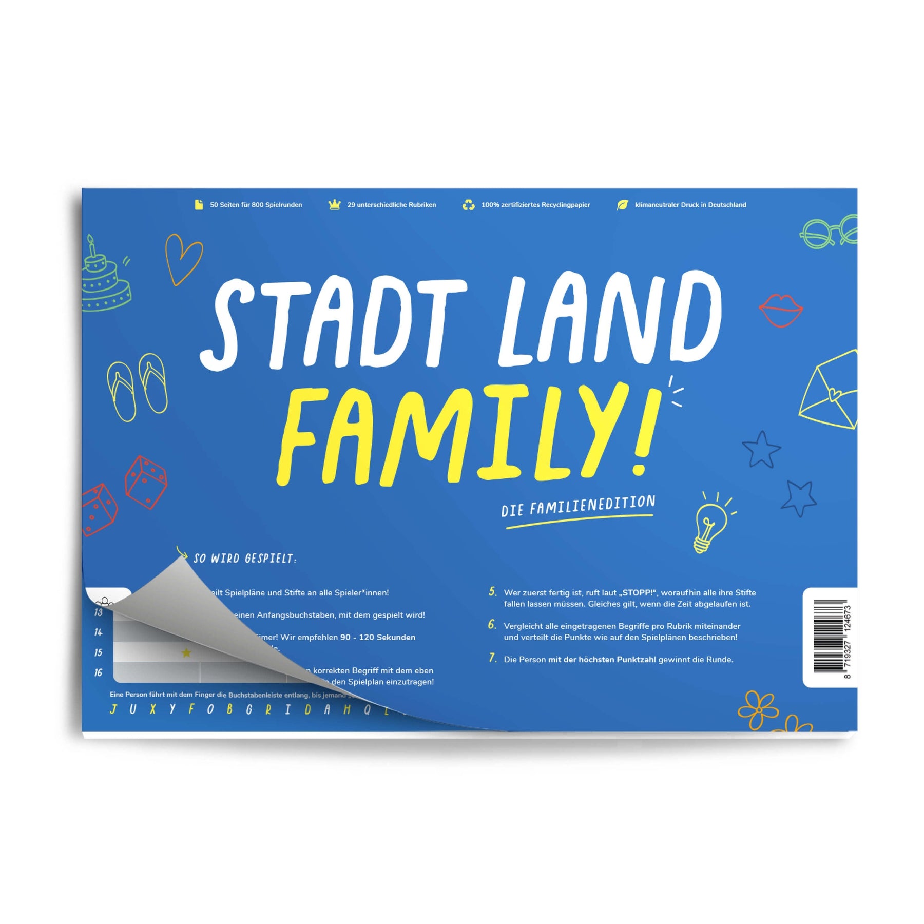 Stadt Land Family - 3ER PACK - Lernspiel für Familien ab 9 Jahren - Pihu