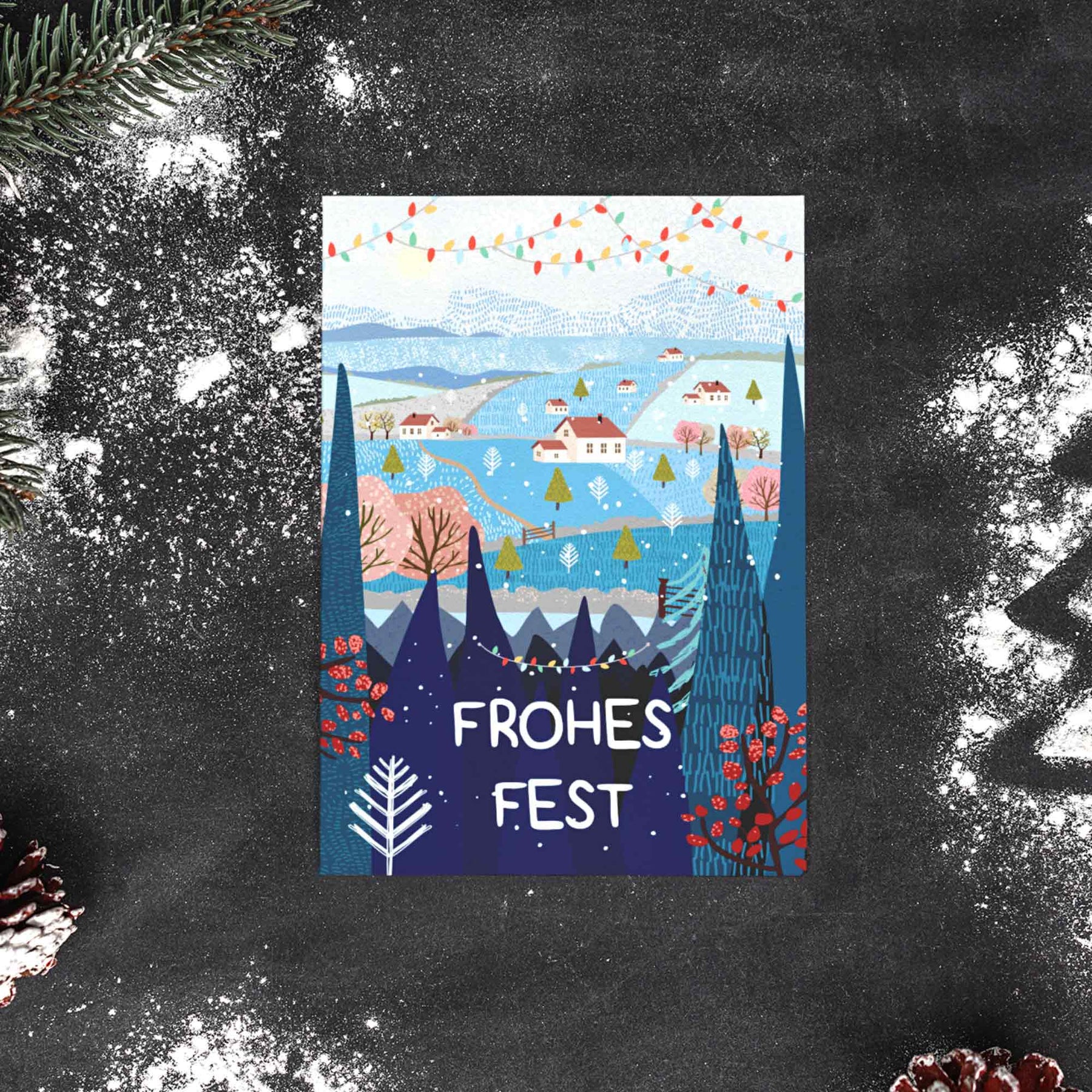Weihnachtskarte "FROHES FEST 2" - Pihu